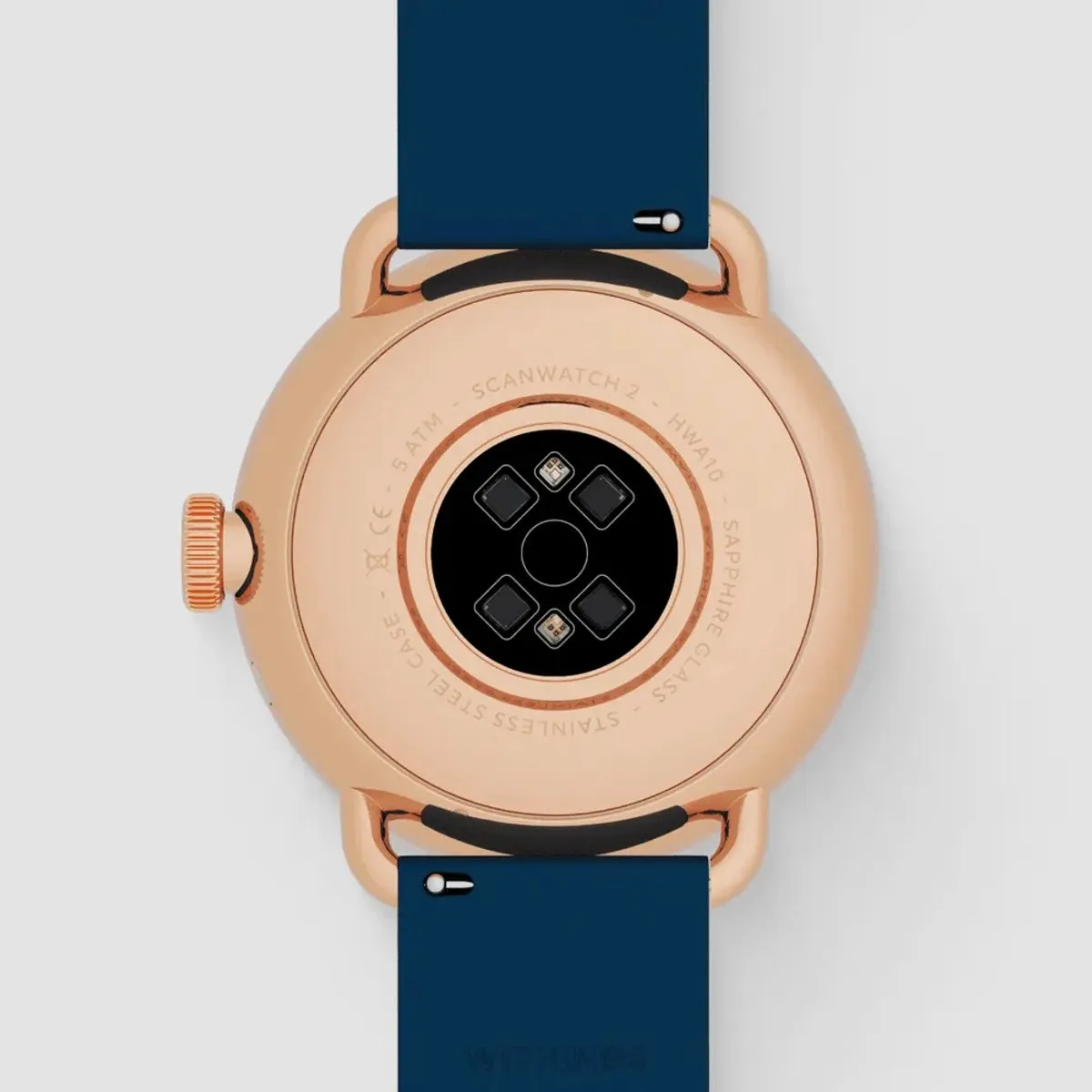 Withings ScanWatch 2 Hybride Smartwatch - 38mm - Roségoud Blauw - afbeelding 6 van 6