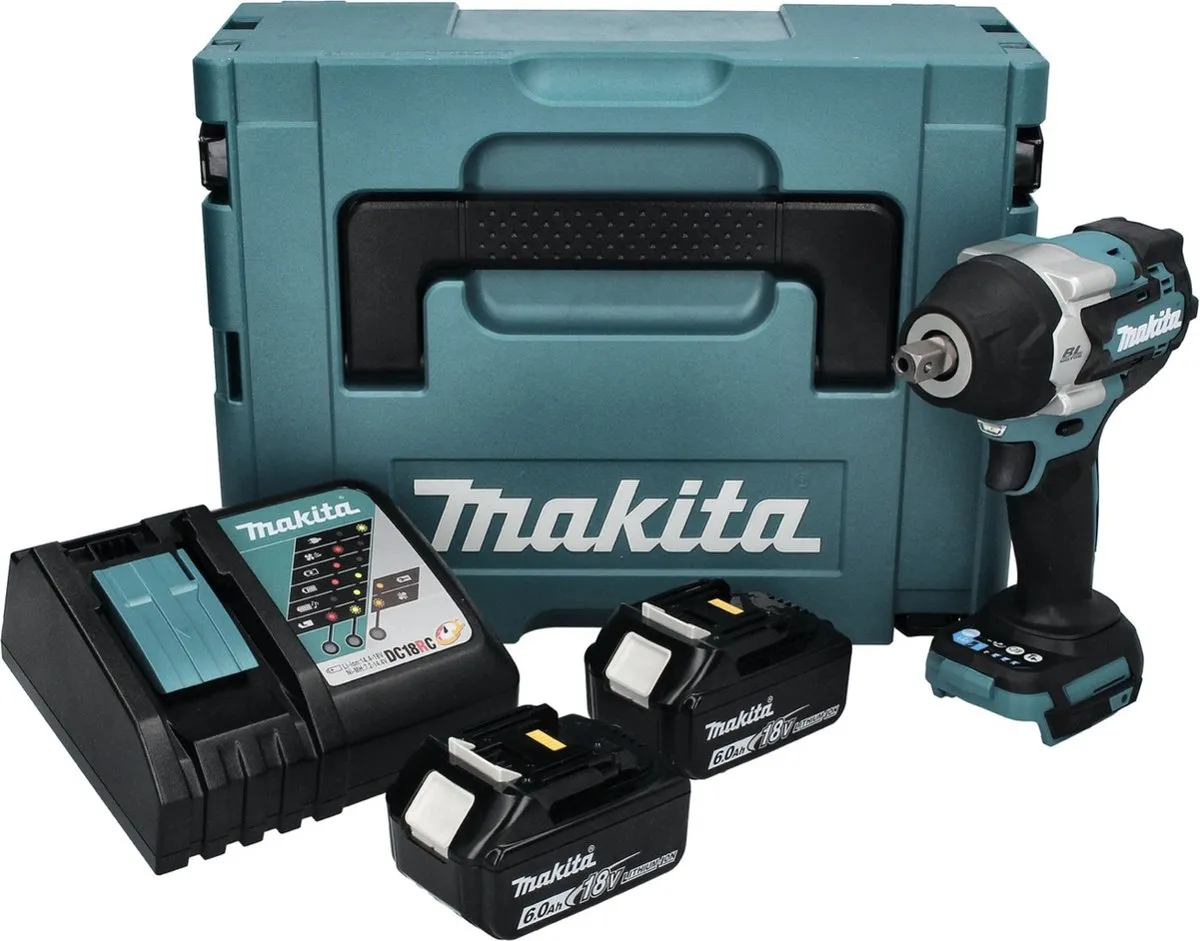 Makita DTW701RGJ Slagmoersleutel 18V 700Nm - 2x 6.0Ah + Lader + Makpac - afbeelding 2 van 5
