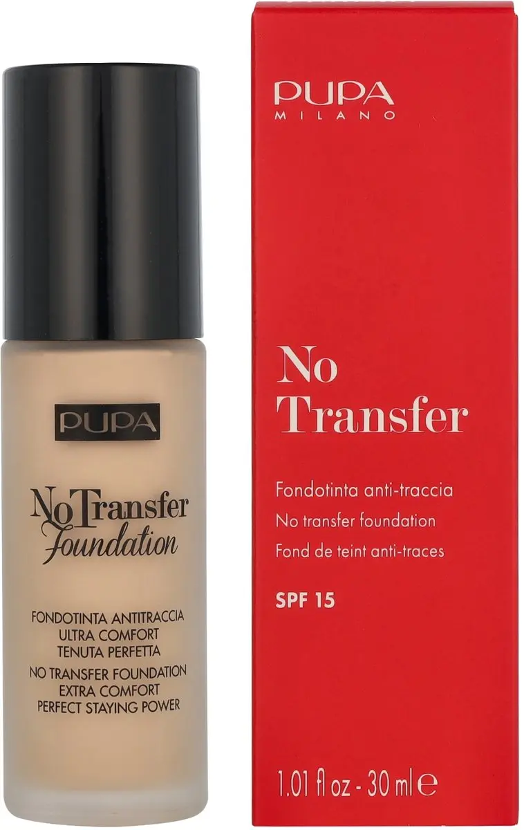 Pupa No Transfer Foundation SPF15 100 Porcelain 30ml
