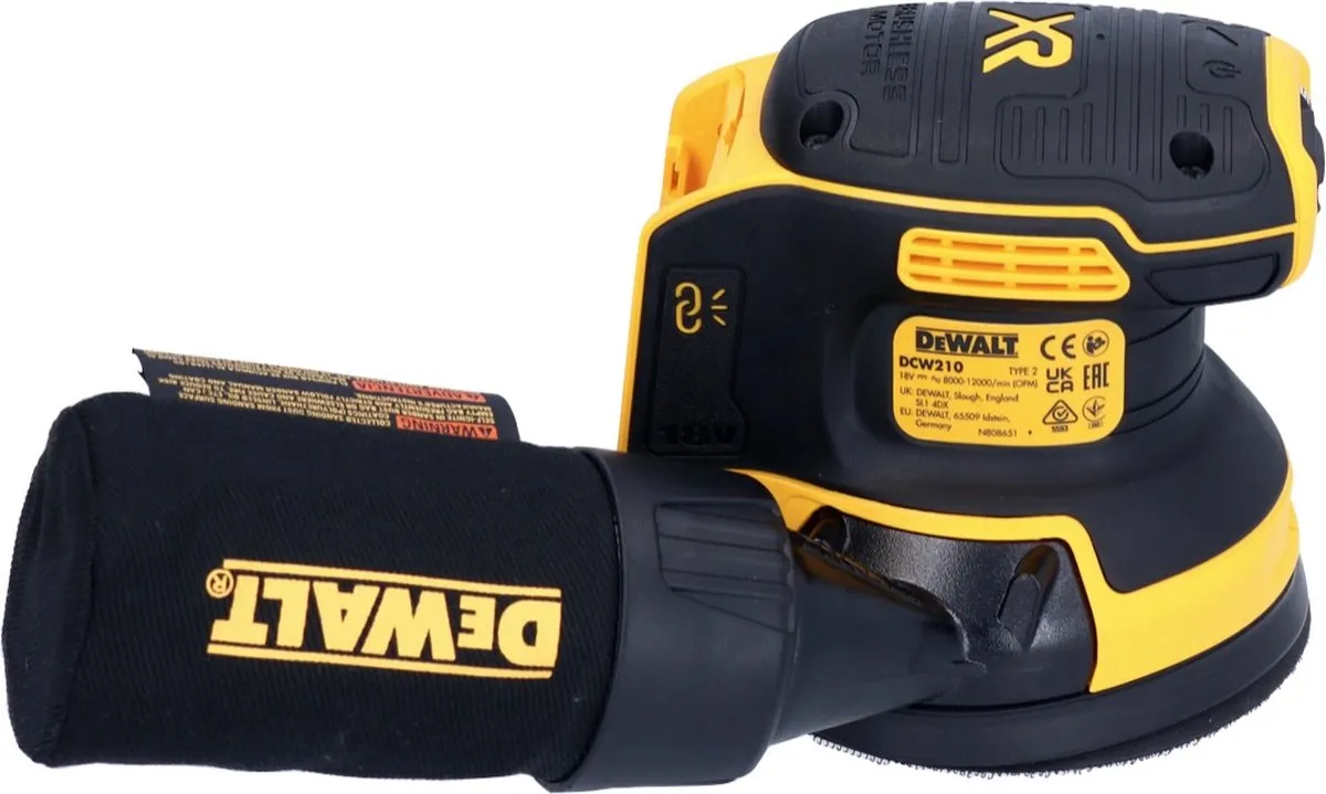 DeWalt DCW210N Excenterschuurmachine 125mm - borstelloos
