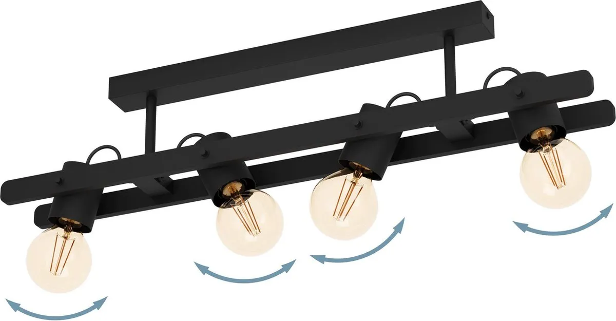 Eglo Plimsoll Plafondlamp E27 - 4 Lichtpunten - 77cm - Zwart