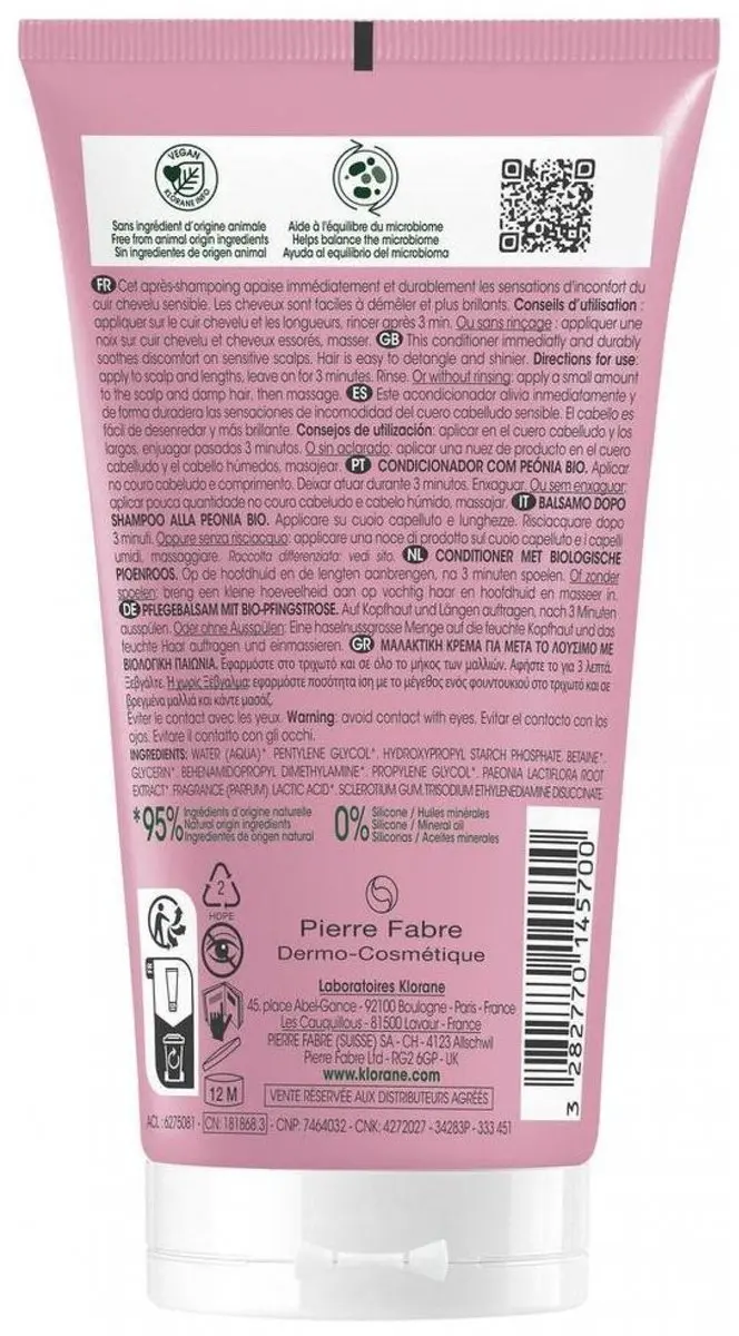Klorane Pivoine Apres-Shampooing 150ml