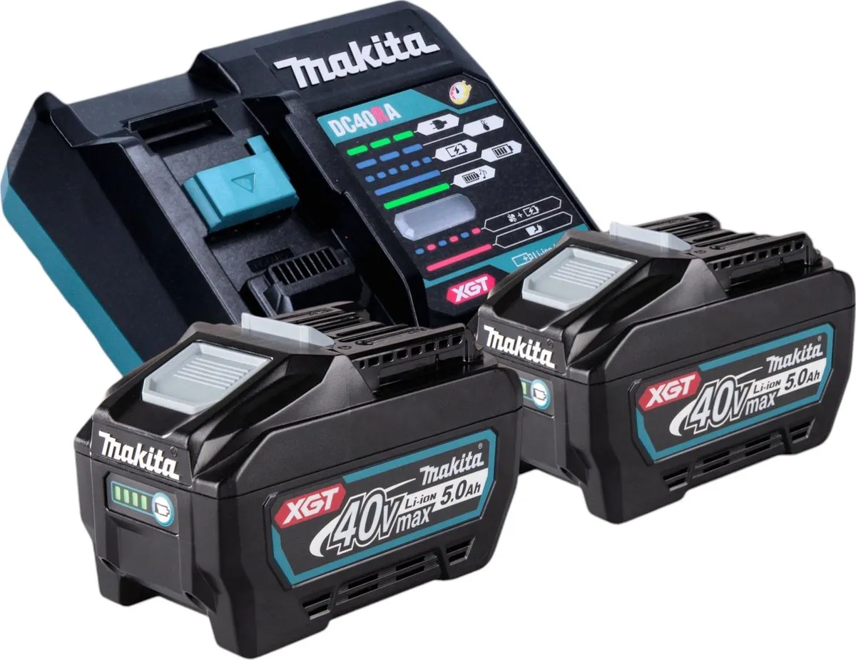 Makita BS001G Accubandschuurmachine 40V - 2x 5.0Ah + lader - afbeelding 4 van 5