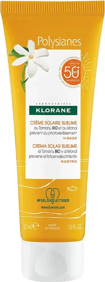 Klorane Polysianes Monoï Y Tamanu Bio Zonnecrème SPF50+ 50ml
