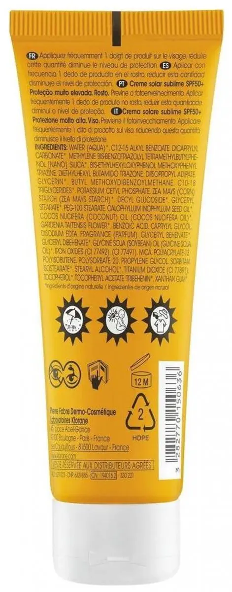 Klorane Polysianes Monoï Y Tamanu Bio Zonnecrème SPF50+ 50ml