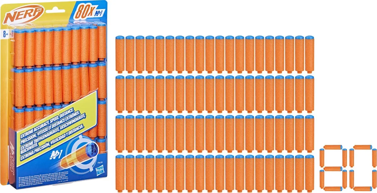 Nerf N Series N1-Darts F8638EU4 - 80 Stuks - Blauw/Oranje - afbeelding 6 van 6