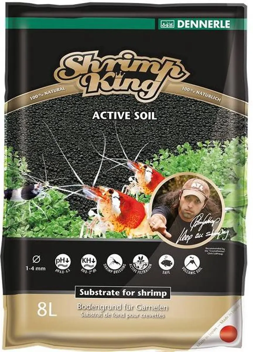 Dennerle Shrimp King Active Soil Aquariumgrind 4L - Zwart
