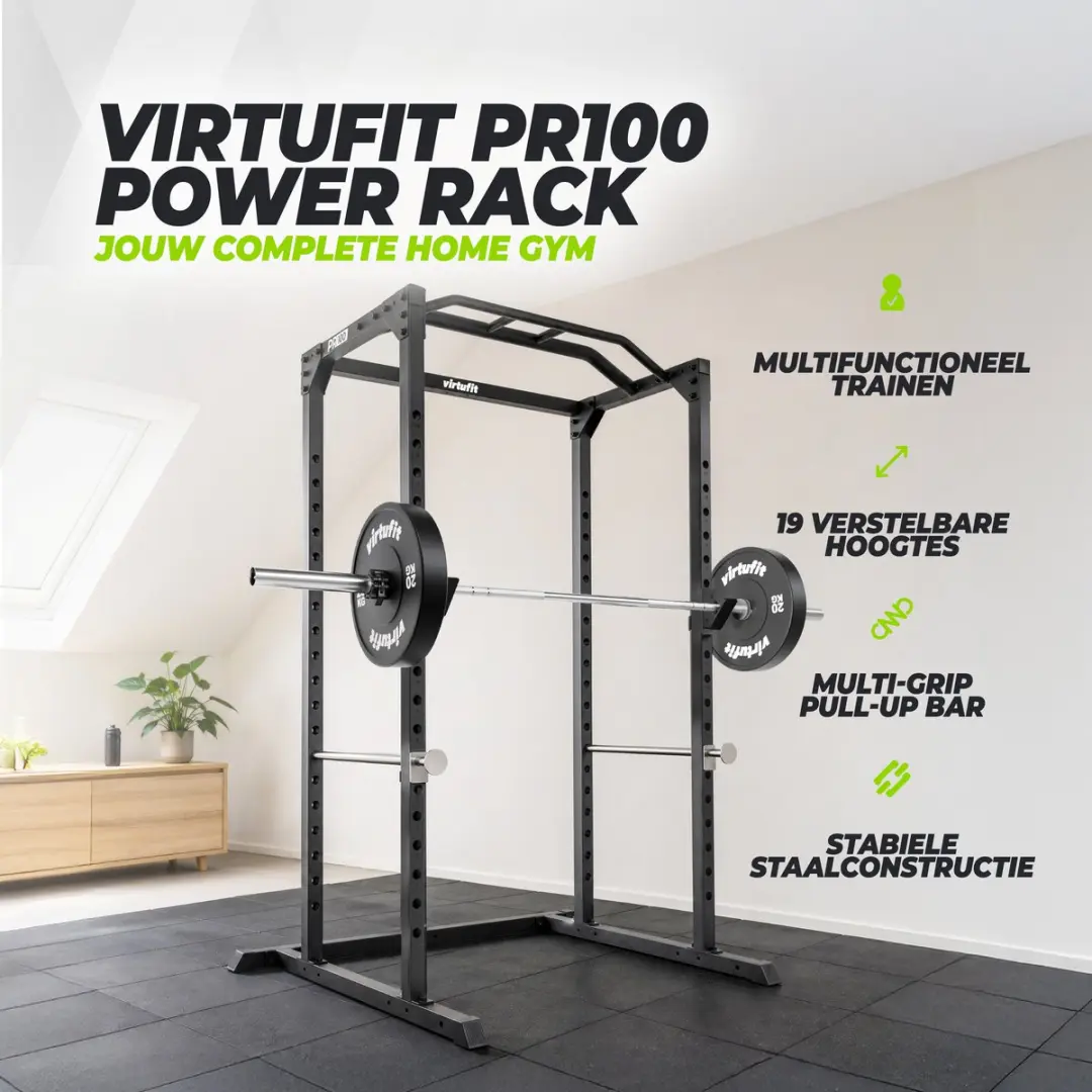 VirtuFit PR100 Power Rack met Lat Pulldown - Squat Rack - Zwart