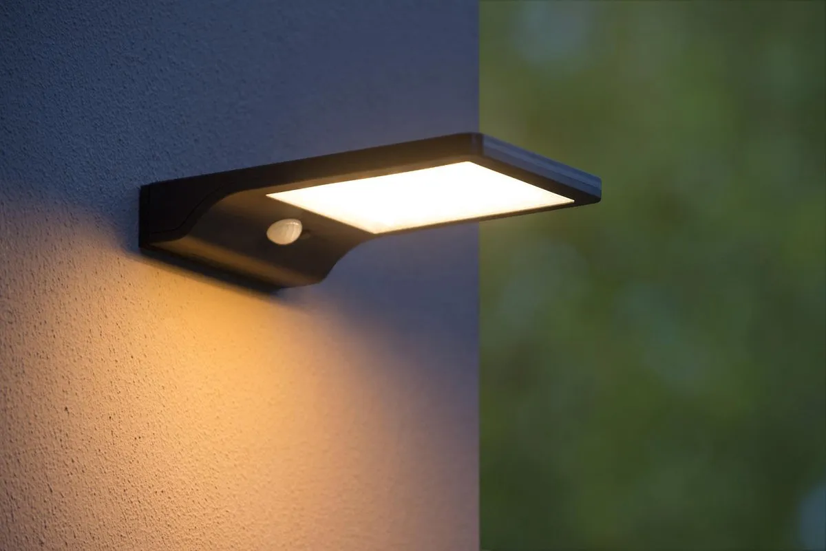 Lucide BASIC Wandlamp Zonne-energie 1x3W - Zwart