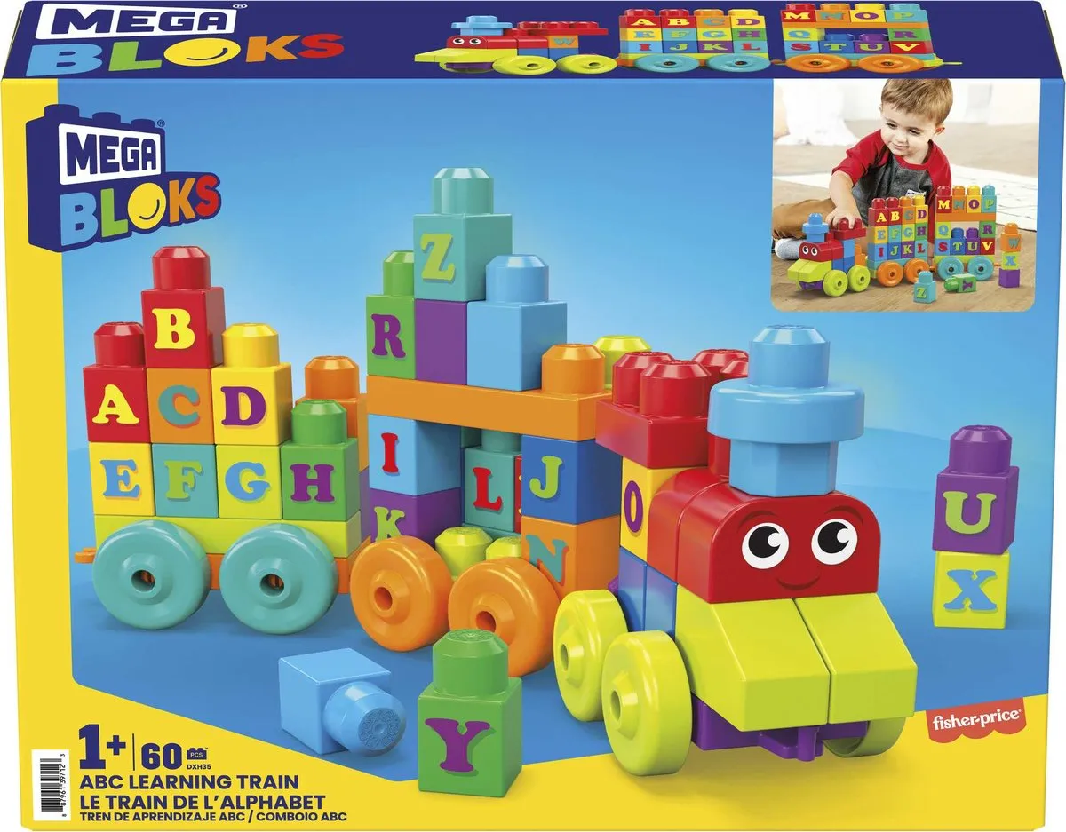 Mega Bloks First Builders ABC Alfabet Trein - 60 Stukken - Multi Color
