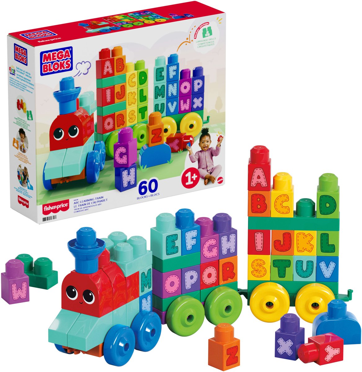 Mega Bloks First Builders ABC Alfabet Trein - Constructiespeelgoed voor 1-5 jaar