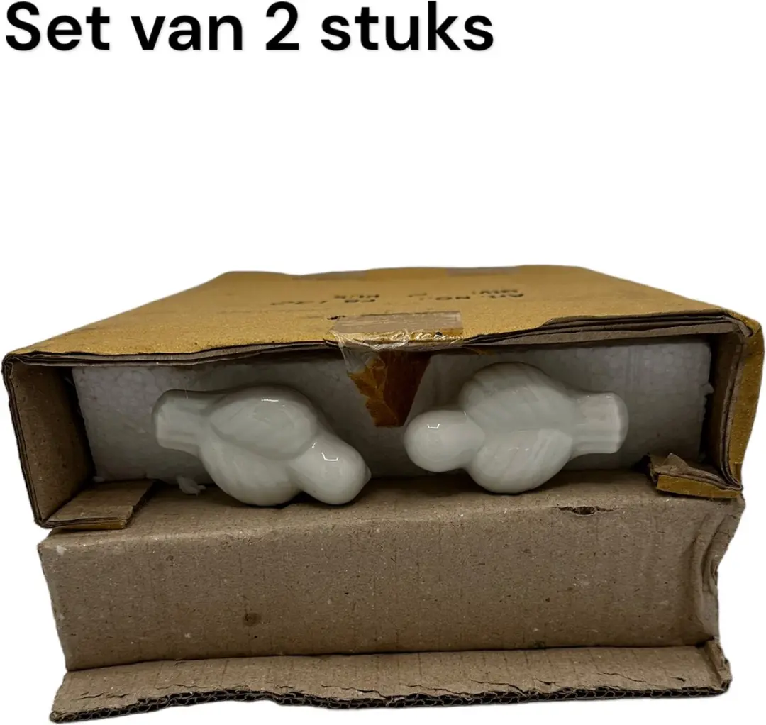 Esschert Design Vogelbad Set - 2 Stuks Keramiek Wit - 24cm