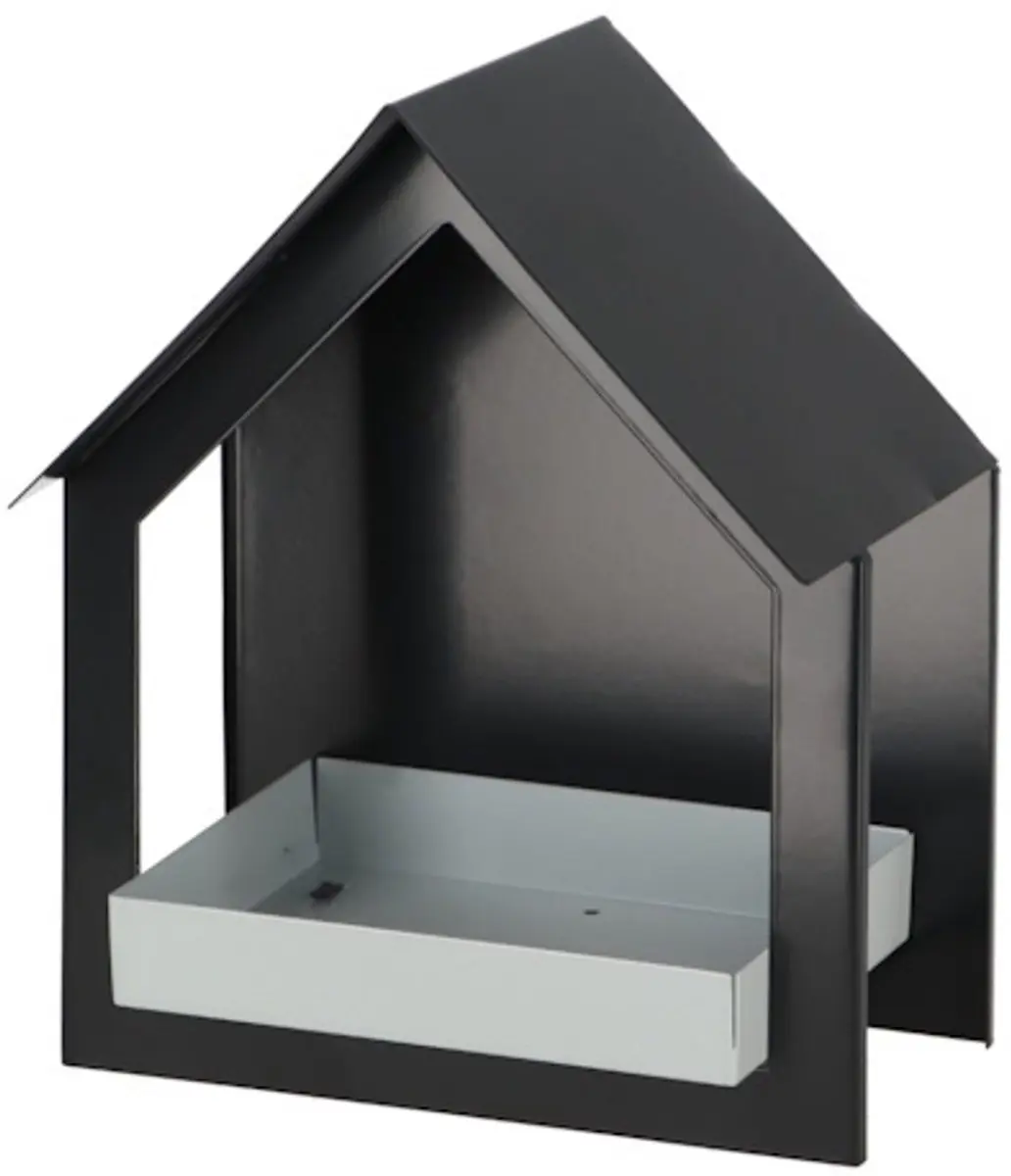 Esschert Design Vogelvoederhuisje Muur - Zwart - 19x12x23cm