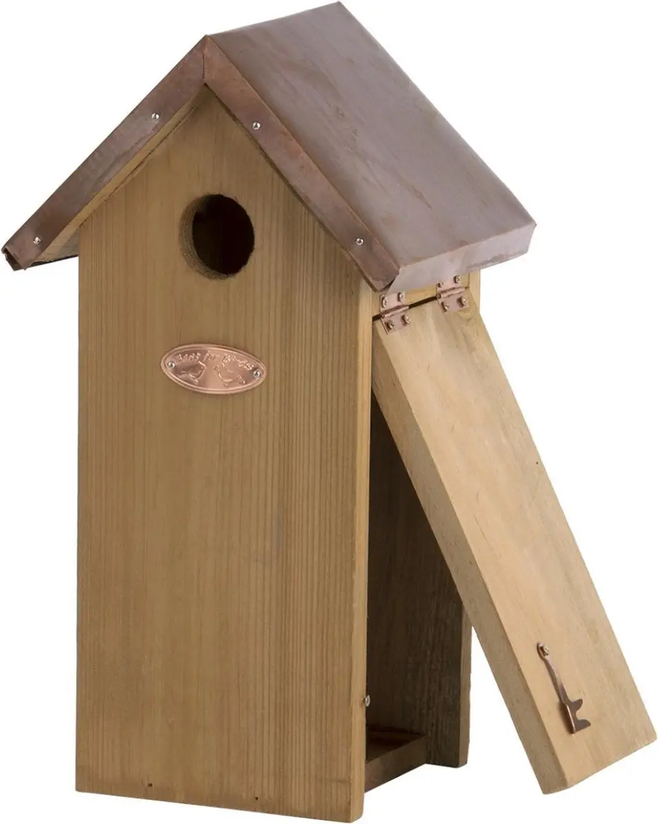 Esschert Design Koolmees Vogelhuisje Houtkleur - 14x17x30cm - afbeelding 6 van 6