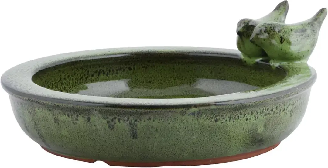 Esschert Design Vogelbad Rond Keramiek - Groen