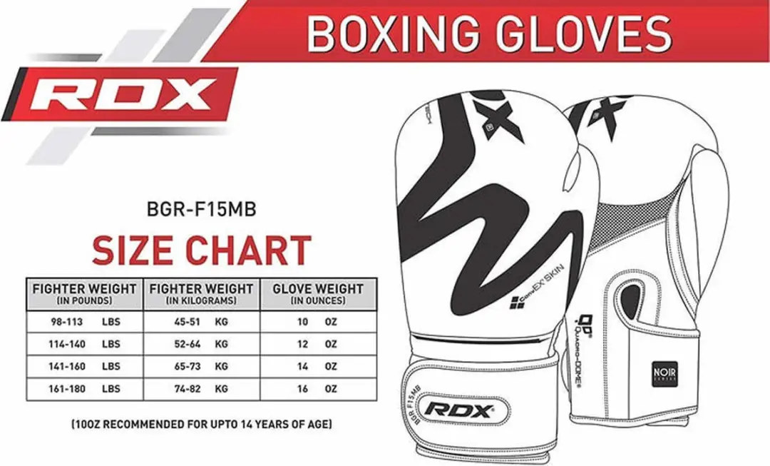 RDX Sports F15 Bokshandschoenen 16 oz - Zwart - afbeelding 6 van 6