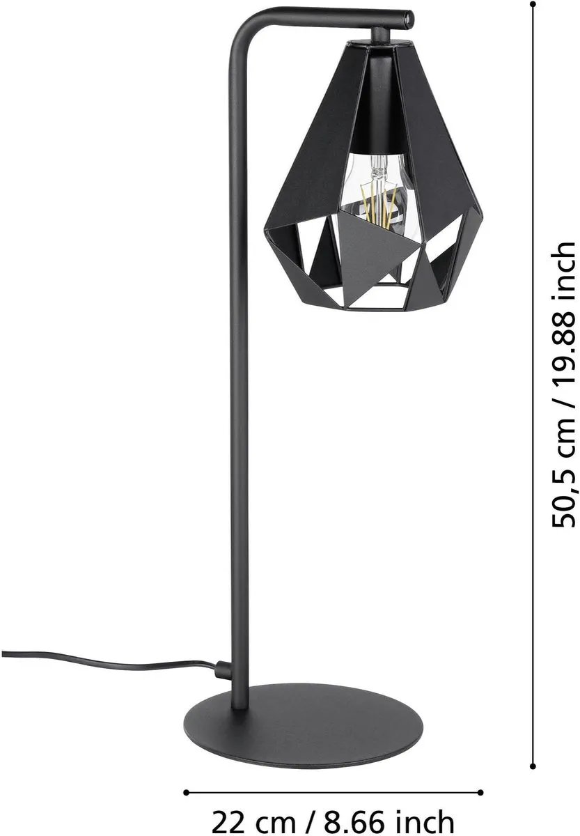 Eglo Carlton 5 Tafellamp E27 - 50,5 cm - Zwart