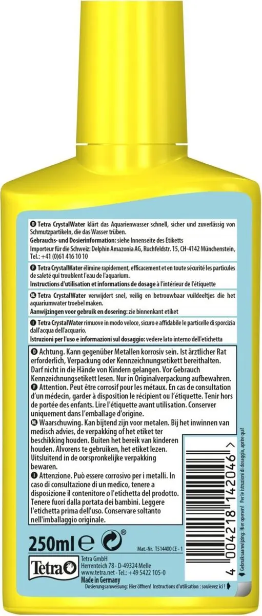 Tetra Aqua Crystalwater Waterbehandelingsmiddel 250ml