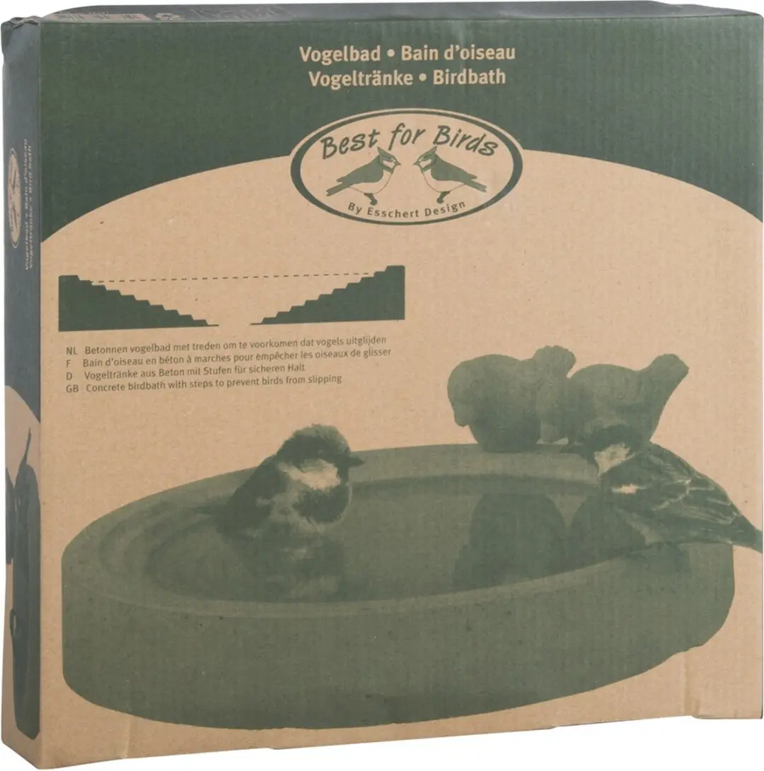 Esschert Design Vogelbad Beton - 29x29cm - Grijs - afbeelding 6 van 6