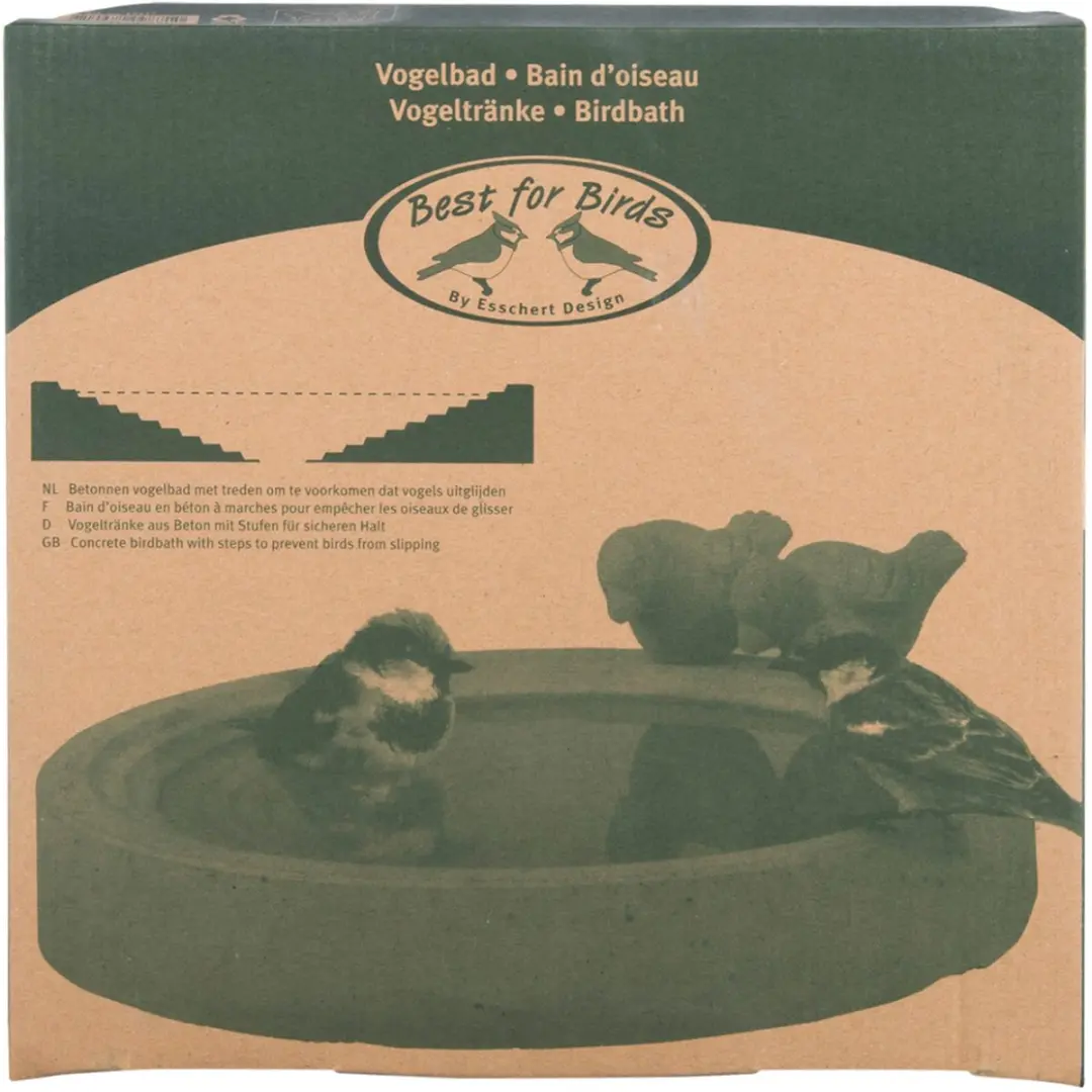 Esschert Design Vogelbad Beton - 29x29cm - Grijs - afbeelding 3 van 6