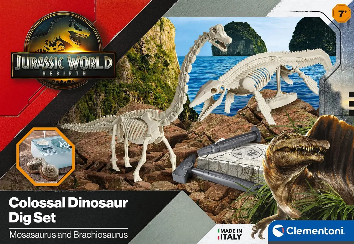 Clementoni Jurassic World Rebirth Dinosaurus Opgraafset Mosasaurus & Brachiosaurus - Multikleur