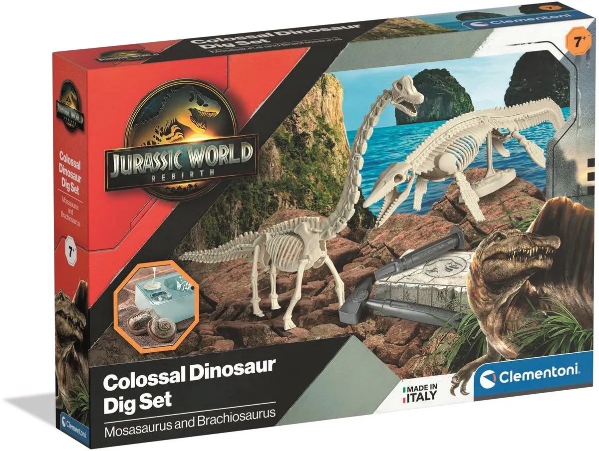 Clementoni Jurassic World Rebirth Dinosaurus Opgraafset Mosasaurus & Brachiosaur