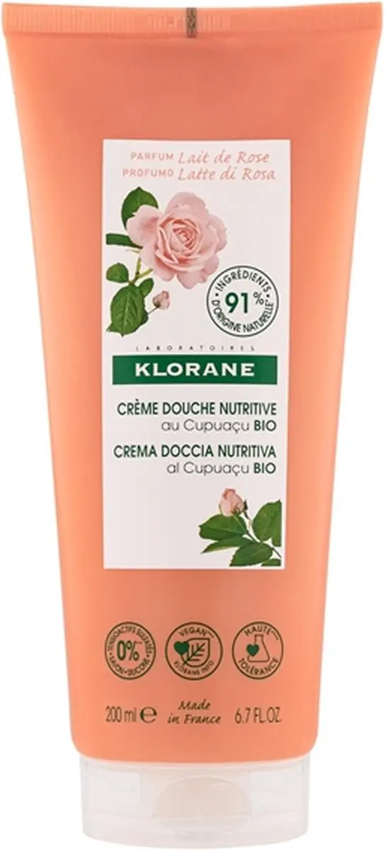 Klorane Huid Lait de Rose Crème Douche Nutritive 200ml