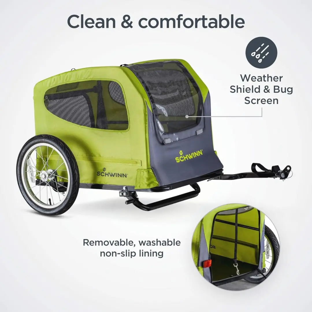 Schwinn Huisdier Fietstrailer - Grijs/ Groen