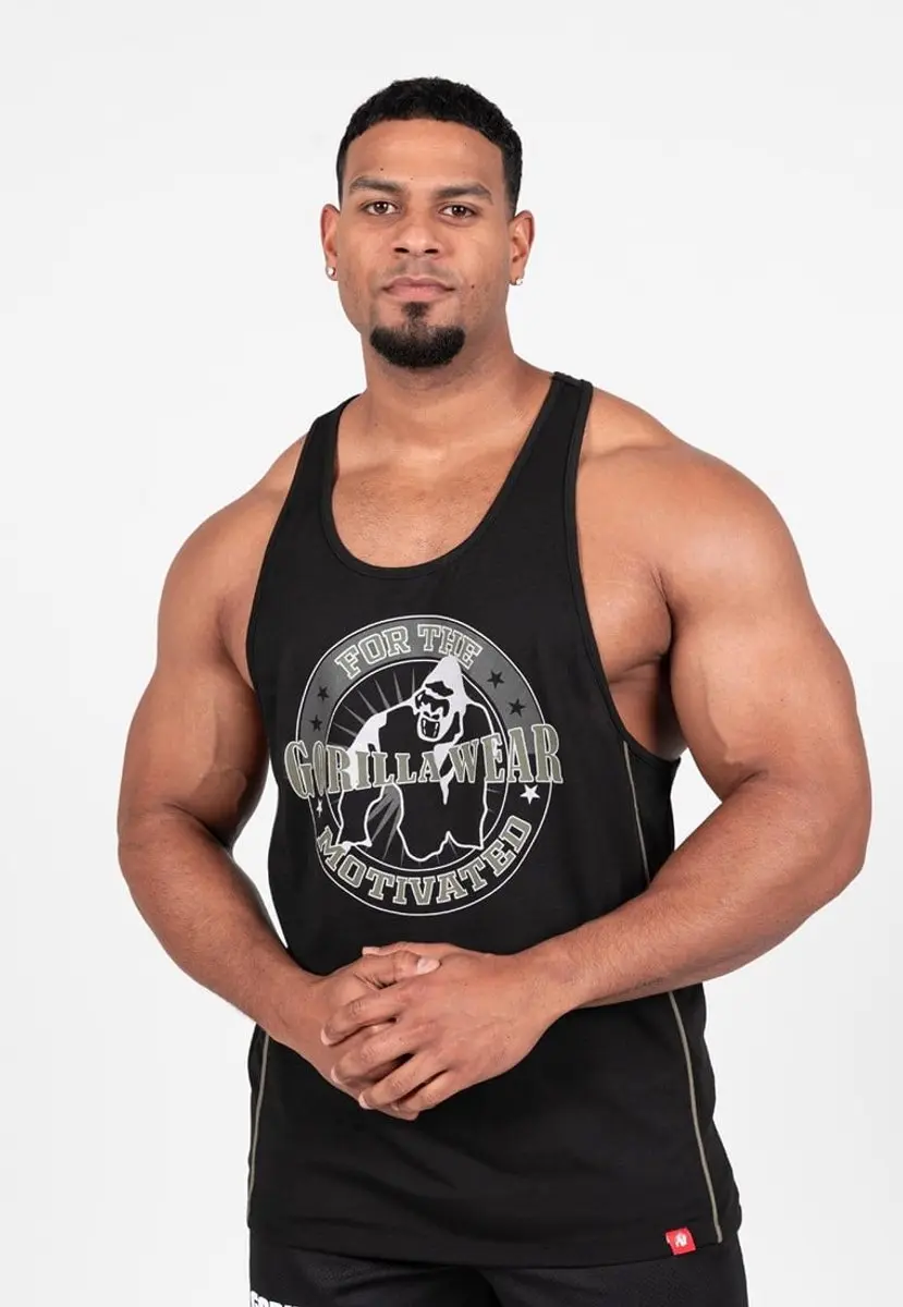 Gorilla Wear Casper Stringer Tanktop - M - Zwart/Groen