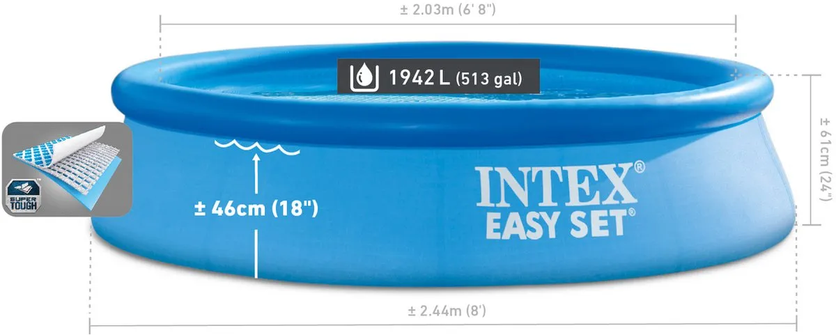 Intex Easy Set Opblaaszwembad 244cm - 1942L - Blauw