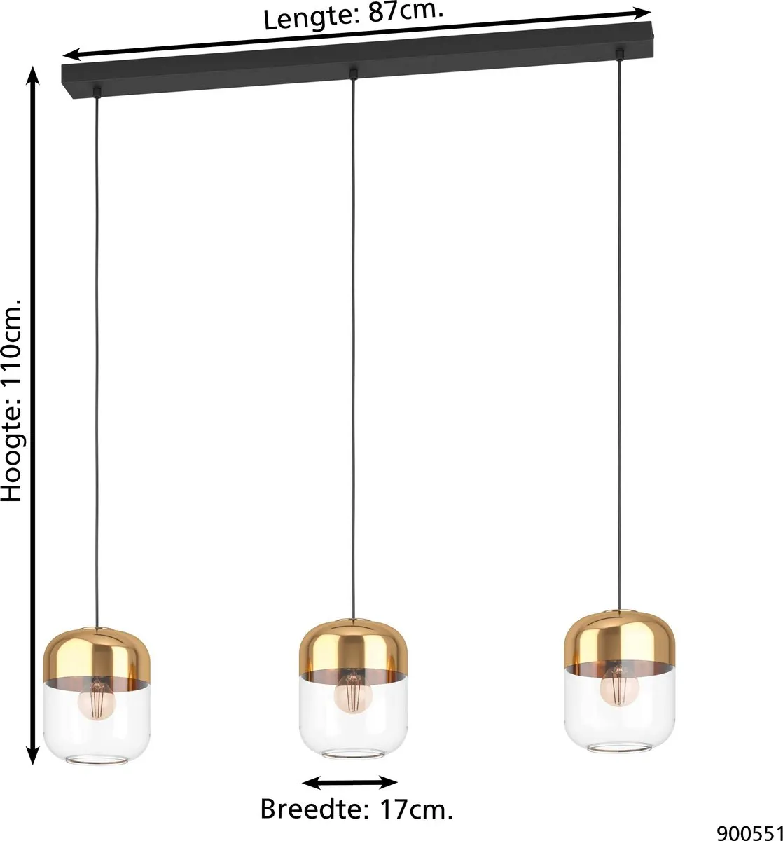 Eglo Maryvilla Hanglamp E27 - 87 cm - Goud/Zwart - afbeelding 6 van 6