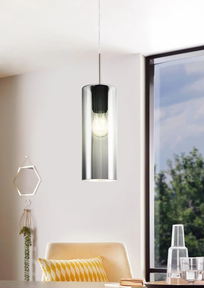 Eglo Selvino Hanglamp E27 - Ø10cm Rookglas - Zwart
