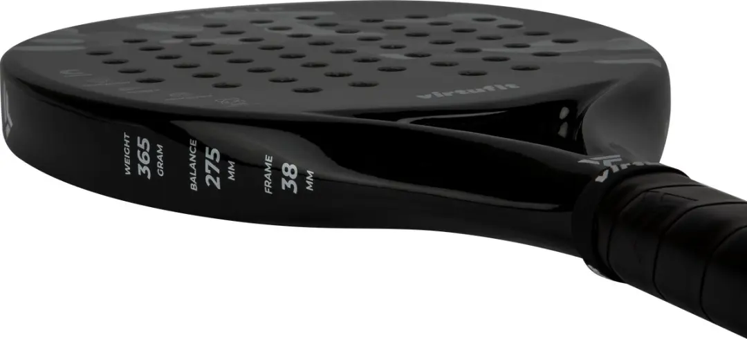 Virtufit Hybrid Padelracket - Zwart/Grijs - 365g - Carbon/EVA - Met polskoord