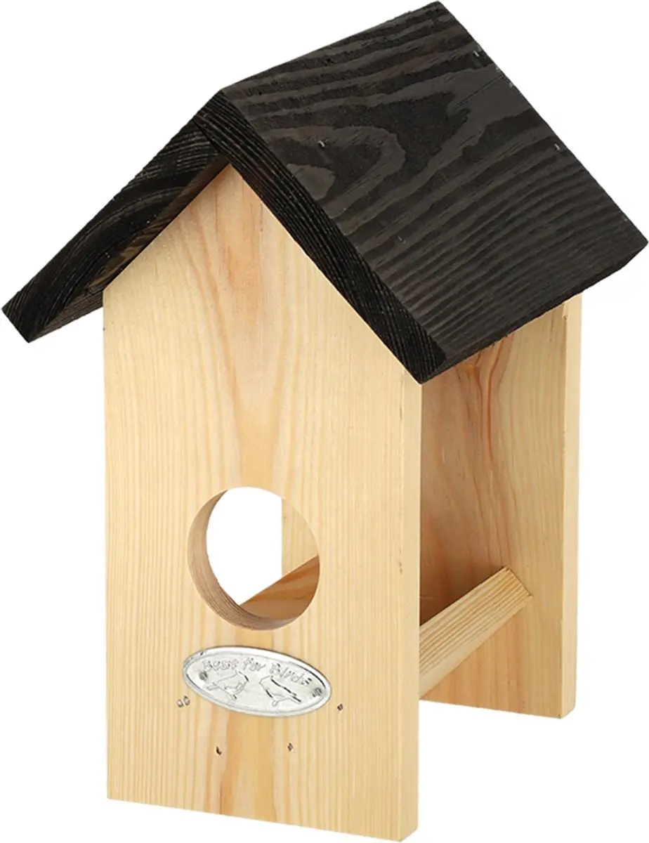 Esschert Design Selectieve Pindakaashouder - Houtkleur/Zwart