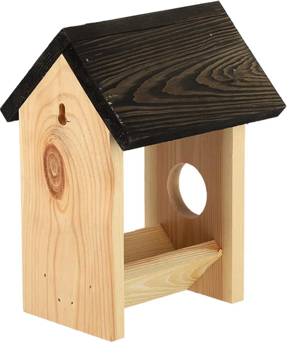 Esschert Design Selectieve Pindakaashouder - Houtkleur/Zwart