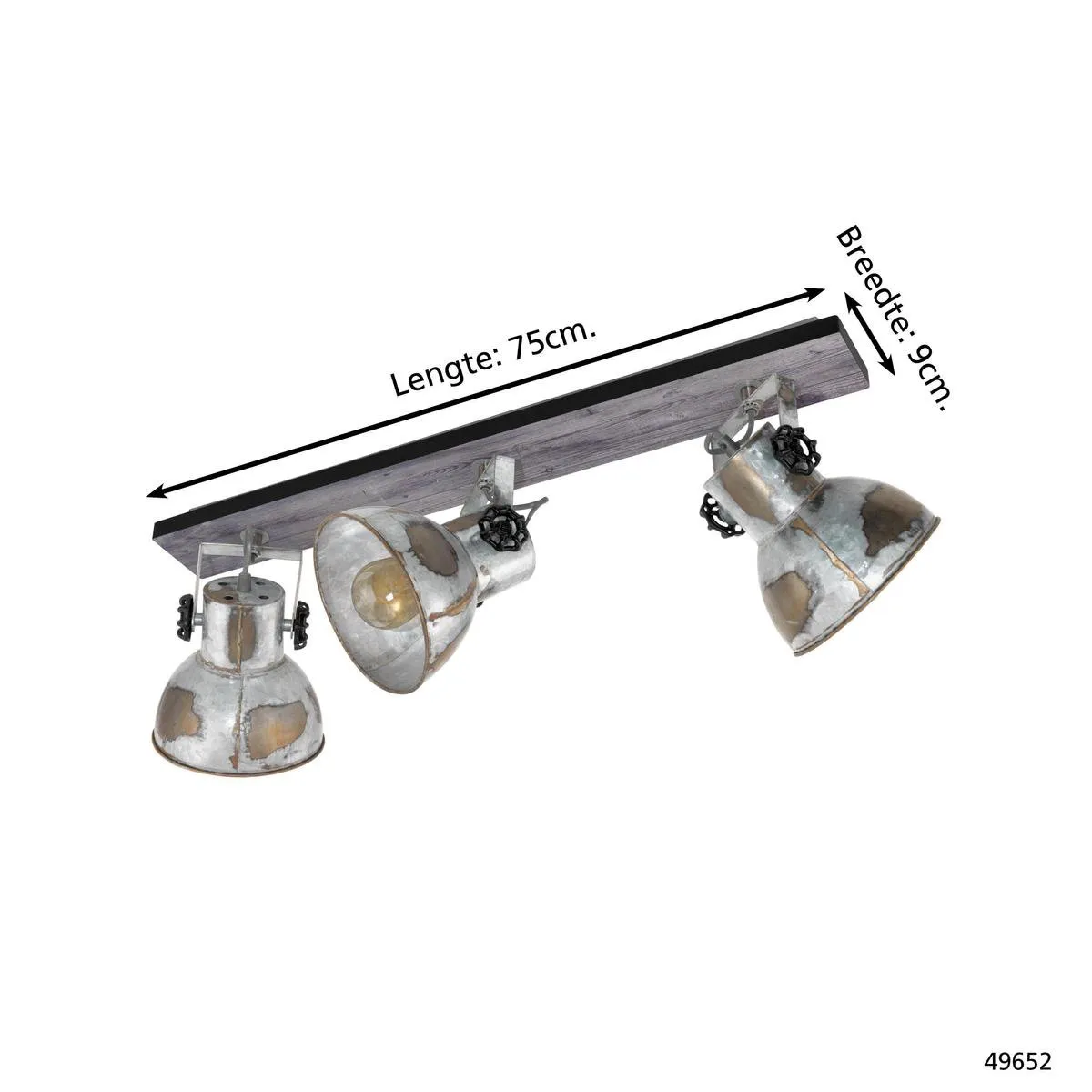 Eglo Barnstaple Wandlamp 3x E27 - Bruin/Zwart/Oud Zink - afbeelding 6 van 6
