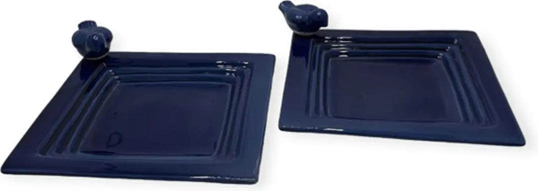 Esschert Design Vogelbad Set - 2 Stuks Keramiek Blauw