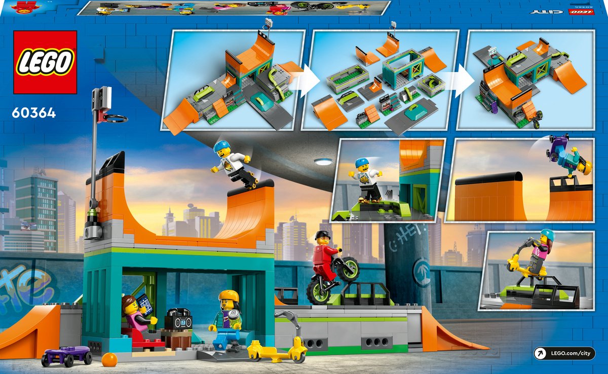 LEGO City Skatepark Set met Speelgoed Skateboard en Fiets - 60364