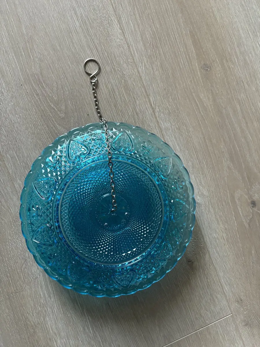 Esschert Design Voederbel Ruitjesglas Blauw