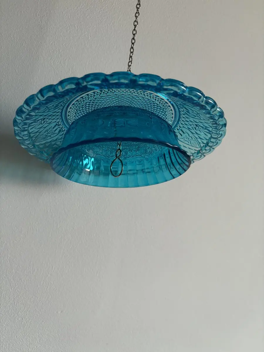 Esschert Design Voederbel Ruitjesglas Blauw