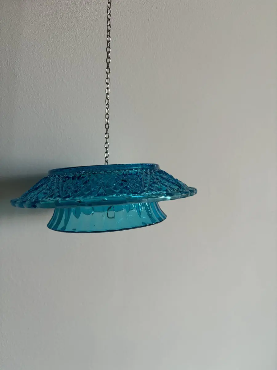 Esschert Design Voederbel Ruitjesglas Blauw - afbeelding 6 van 6