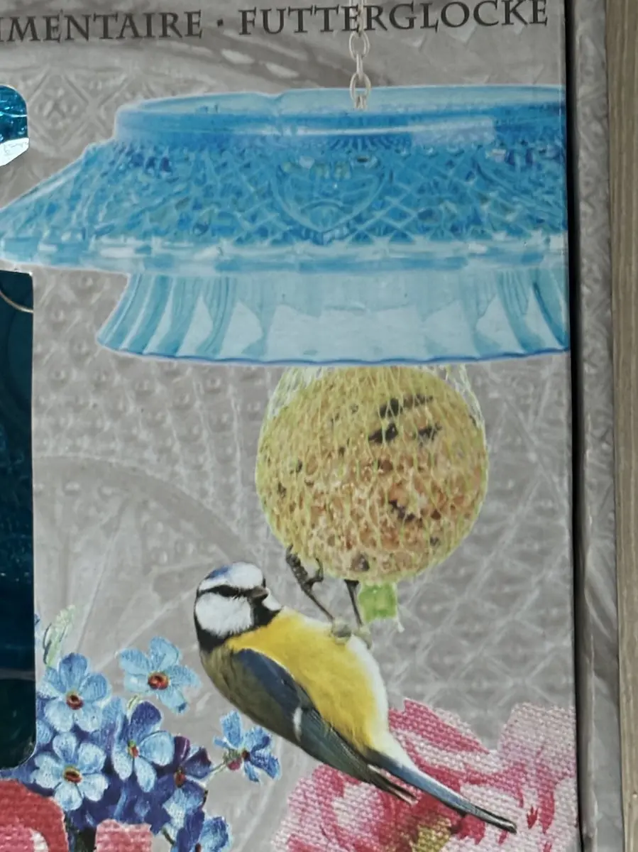 Esschert Design Voederbel Ruitjesglas Blauw