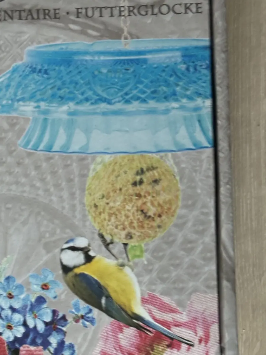Esschert Design Voederbel Ruitjesglas Blauw