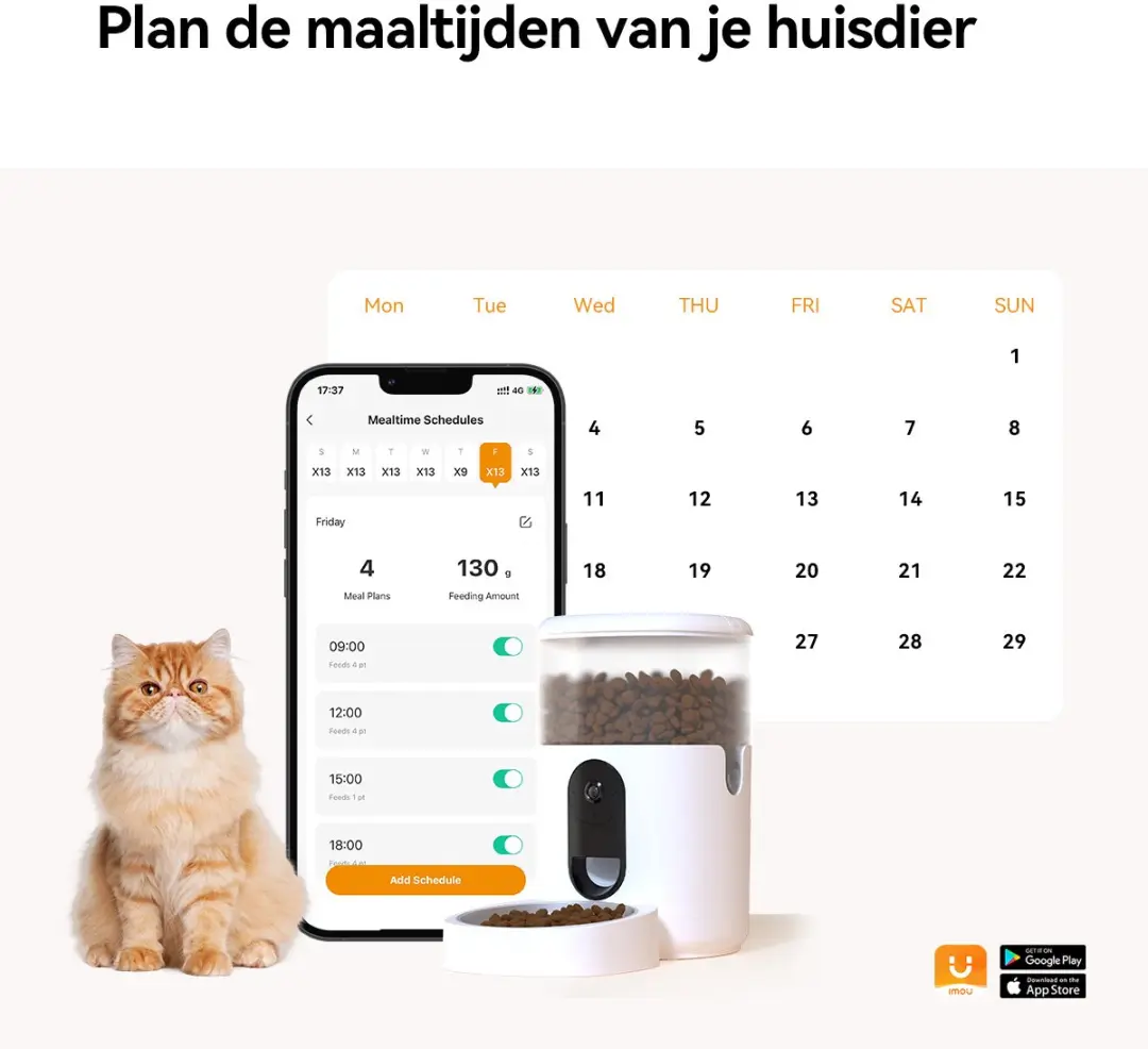 Imou Slimme AI Huisdiervoeder 4L - Automatisch Kat/Hond - Wit