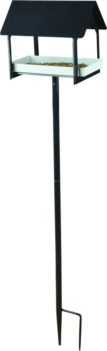 Esschert Design Vogelvoederhuisje Op Paal 126cm - Antraciet/Wit