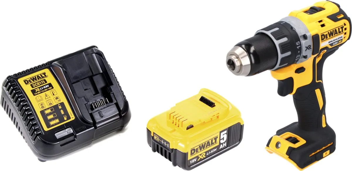 DeWalt DCD791 Accuboormachine 18V 70Nm Borstelloos - 1x 5.0Ah Accu