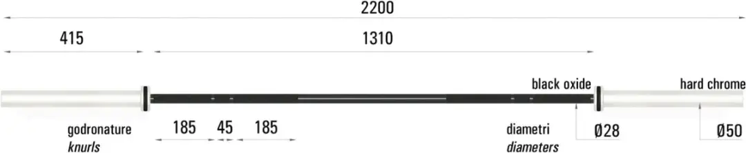 Toorx Professional BO-450 Olympisch Halterstang 450kg - 50mm