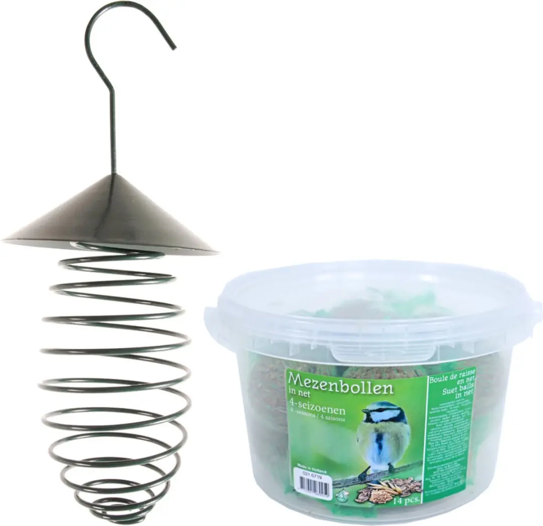 Esschert Design Vogel Vetbolhouder met Dak 25cm