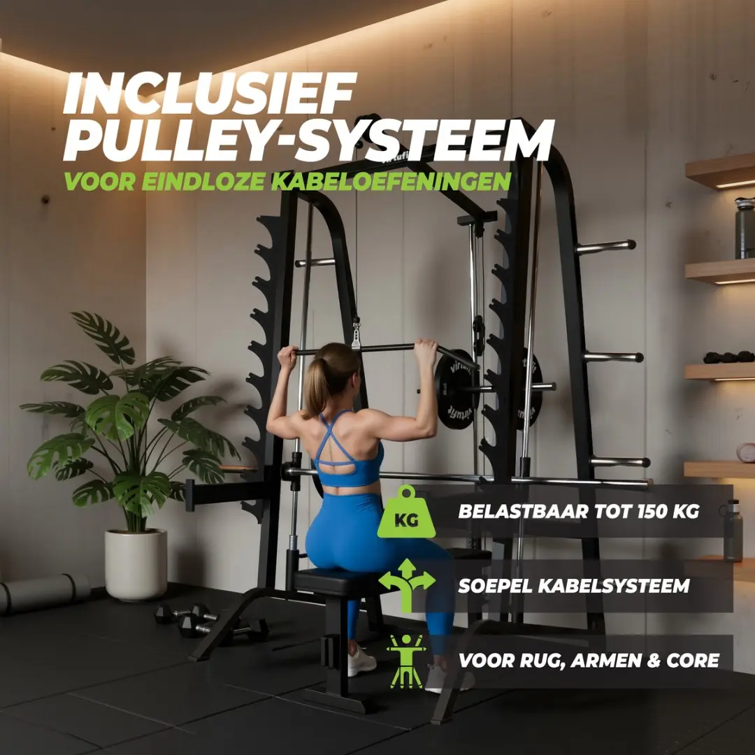 VirtuFit SM100 Smith Machine - Incl. Pulley Station - Zwart - afbeelding 6 van 6