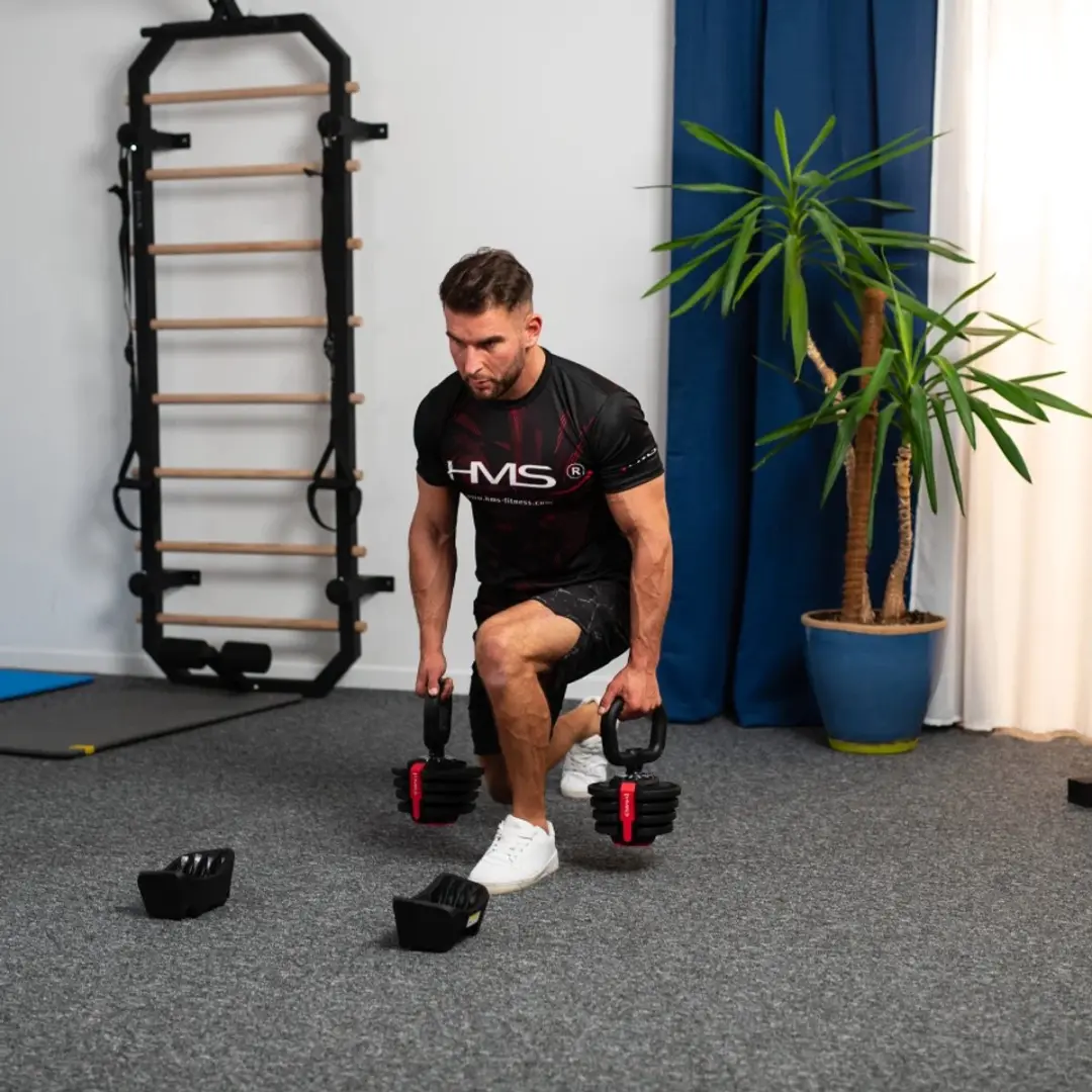 HMS 3-in-1 Dumbbell Set 43,5 kg - Zwart/Rood